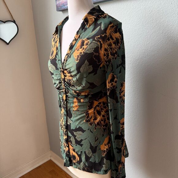 Free People Lucky Shirtee Floral Button Up Size Medium - Picture 3 of 9